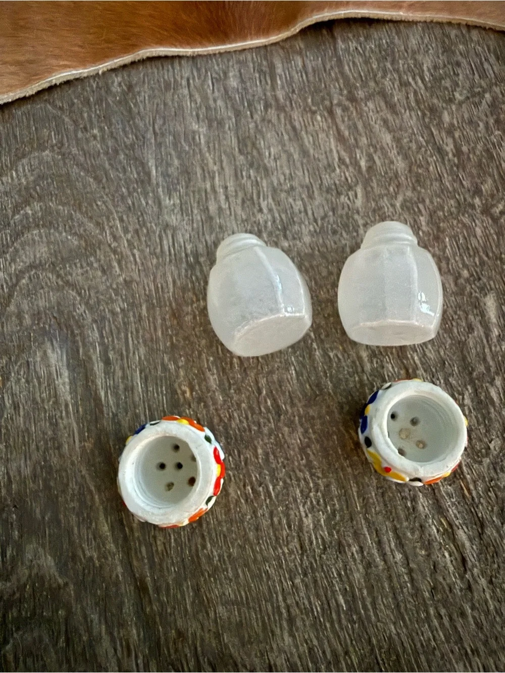 Vintage Colorful Floral Design Miniature Salt and Pepper Shakers Set